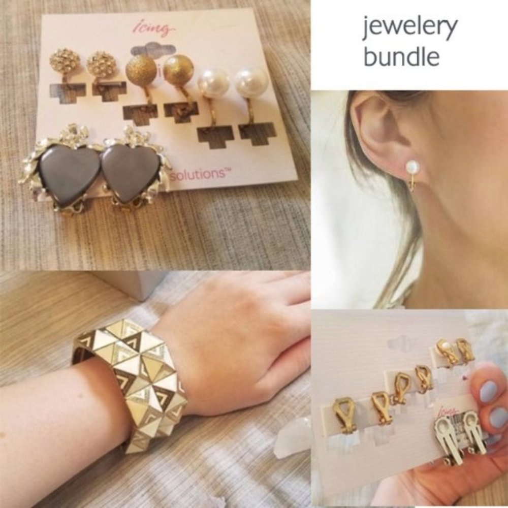 Jewelry Bundle - Earrings, Clip-ons, Bracelet